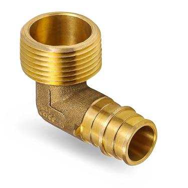Imagem de Cotovelo roscado de 90 graus Pex-A, expansão de 3/10.2 cm Pex x adaptador de cotovelo MIP de 2,5 cm, adaptador F1960 de latão sem chumbo para uso em conexão Pex-A-Tubing