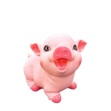 Imagem de Cofrinho fofo de porco, cofrinho inquebrável, capacidade para 1000 moedas, presente de aniversário para crianças (olhar)