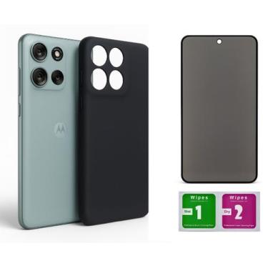 Imagem de Kit Capa Aveludada Preta Para Moto G56 + Pel. Privacidade - Mustangsho