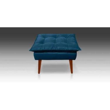 Imagem de Puff Opala Retangular Sala e Quarto - Leo Decor, Azul