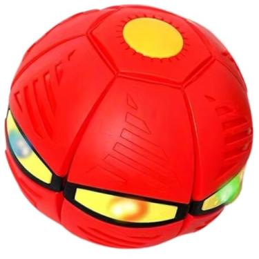 Imagem de Bola Mágica Voadora com LED Retrátil 2 em 1 – Vira Disco Voador | Brinquedo Interativo Infantil e para Pet | Sem Bateria, Resistente, Com Luz | Presente Criativo e Educativo (VERMELHA)