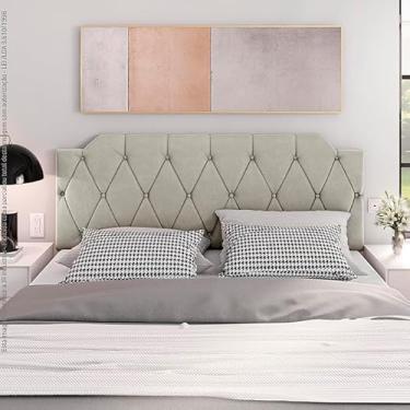Imagem de Cabeceira Kelly Box Estofada Painel Quarto Casal 1,40 Suspensa Almofadada Luxo Areia