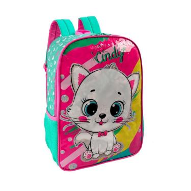 Imagem de Mochila de Costas Escolar Infantil Juvenil Menina Gatinha Cindy Rosa Luxcel-Feminino