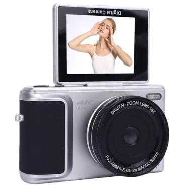 Imagem de VBESTLIFE Câmera Digital 4K para Fotografia, Câmera de Vlogging de 64MP para YouTube, Tela de Deslizamento de 180 ° de 2,8 ", Ponto de Zoom Digital 16x e Atirar Em Camara para Iniciantes (Prata)