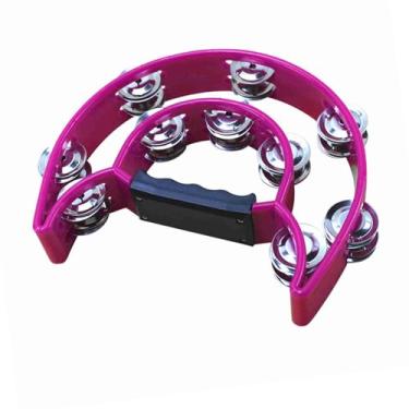 Imagem de LiebeWH Double Row Plástico Tambourine Com Jingles de Metal, Tambor de Percussion de Mão para a Festa da KTV, Pandeiro Portátil (Roxo)