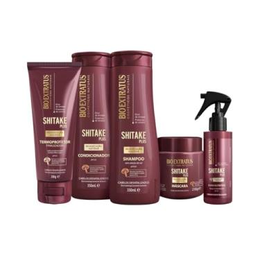 Imagem de Kit Bio Extratus Shitake Plus (350ml) Máscara (250g), Finalizador Termoprotetor e Spray Elixir 100ml