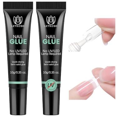 Imagem de Cola de unha para prensagem, secagem rápida dos anos 10 anos, sem necessidade de luz em U V – cola de unhas semisólida super forte que dura até 28 dias ou mais e fácil de remover, 10 g x 2 de alta