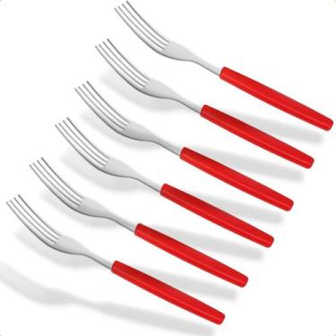 Imagem de Conjunto 6 Garfos de Mesa Aço Inox Vermelho - Caerus