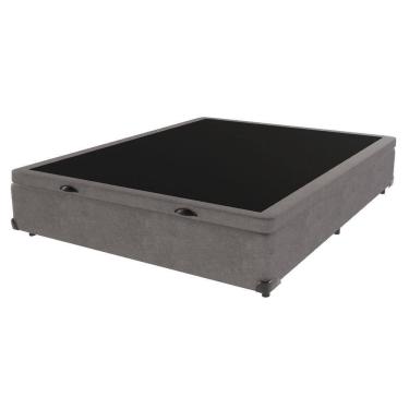 Imagem de Base Box Com Baú Bege Viúvo 128cm De Madeira Kazamix Cinza
