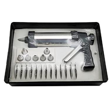 Imagem de Wuluwala Conjunto de pistola de prensa de biscoitos, kit de pistola de decoração de gelo de aço inoxidável com 7 pontas de cobertura e 13 discos para fazer biscoitos e decoração, ferramenta de