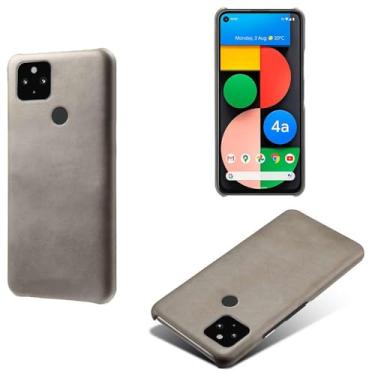 Imagem de Capa para Google Pixel 5 5G,Proteção contra quedas,Casca de volta de cor sólida simples,Design de couro de imitação de plástico-Gray