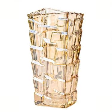 Imagem de Radefasun Vasos de vidro modernos estilo escada, vaso de flores, ornamentos de mesa, estação de propagação, suporte de plantas para decoração de casamento em casa (âmbar, escadas quadradas)