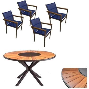 Imagem de Jogo de Mesa 1,30m Zurick Madeira Pétalas 4 Cadeiras Jantar Amélia Tel