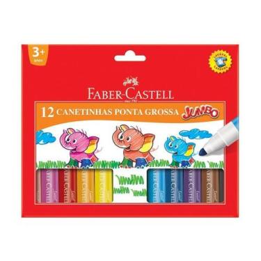 Imagem de Canetinhas Faber Castell Jumbo Triangular Lavável Hidrográficas Com 12