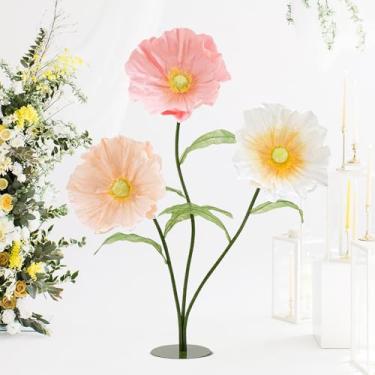 Imagem de Grandes flores gigantes casamento: decoração de flores artificiais de papel 1,7 m em pé enorme feito à mão Roselle jardim hotel escritório fotografia adereços galeria de arte vitrine (branco |