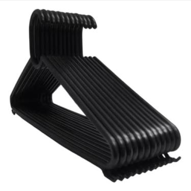 Imagem de Cabides Reforçados de Plástico, Preto, Conjunto com 30 Unidades, para Roupas e Vestuário