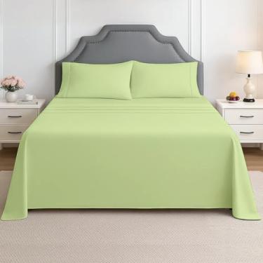 Imagem de Jogo de lençol para trailer, tamanho de caminhão de 106 x 203 cm, sólido sálvia – serve em colchões de até 38 cm de profundidade, 4 peças para trailers, trailers e trailers de viagem (Sage)