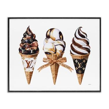 Imagem de Stupell Industries Cones de sorvete glam chocolate preto emoldurado giclée design artístico por Amanda Greenwood, 16 x 20