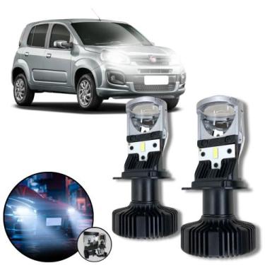 Imagem de Mini Projetor Elíptico Farol Baixo Alto H4 Fiat Uno - ShockLight