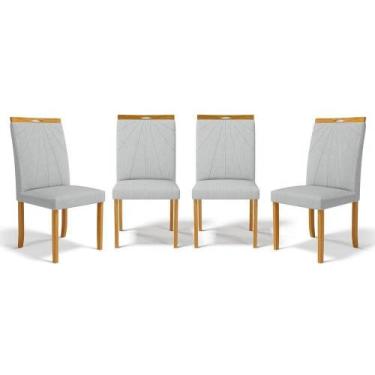Imagem de Kit Com 4 Cadeiras Maiara Madeira Maciça Estofadas Para Mesa De Jantar