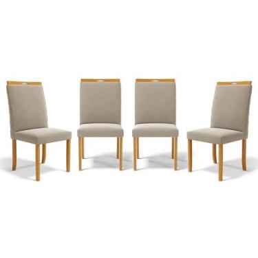 Imagem de Kit Com 4 Cadeiras Agnes Madeira Maciça Estofadas Para Mesa De Jantar 