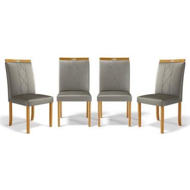 Imagem de Kit Com 4 Cadeiras Ana Madeira Maciça Estofadas Para Mesa De Jantar Ve