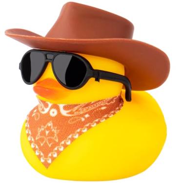 Imagem de wonuu Enfeites De Carro Pato Borracha, Decorações Painel Amarelas Com Capacete Hélice Para Decoração Natal E Casa Adultos, Y_Brown Scarf_Brown