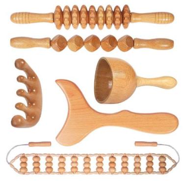 Imagem de Ferramentas de massagem para terapia de madeira OYAMEQICH Kit de mader