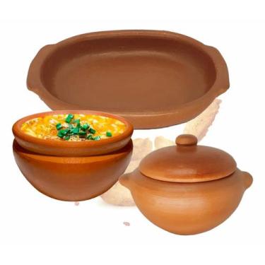 Imagem de Panelinhas De Barro Cumbuca Para Caldo Sopa Travessa Kit 3pc - Artesan