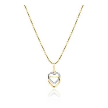 Imagem de Cordão Feminino Veneziana Ouro 18k 50cm + Pingente Corações - S. Demór