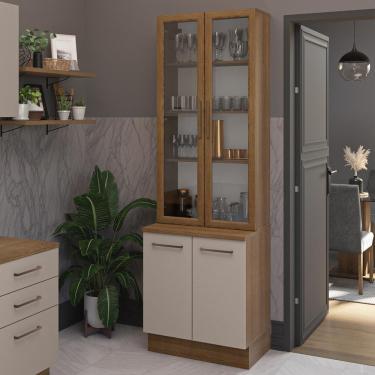 Imagem de Kit Balcão + Cristaleira 70cm Rustic/Crema Agata Madesa 01