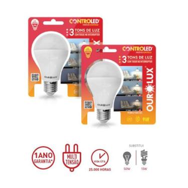 Imagem de Lâmpada Led Controled 3 Tons De Luz 9w Branca Fria 6500k - OUROLUX