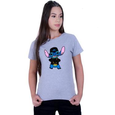 Imagem de Camiseta Baby Look Feminina Lilo Stitch Gangster - Lafre, Cinza, G