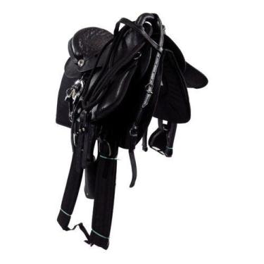 Imagem de Sela Australiana Preta Infantil De Arco Luxo 12 Polegadas + Acessórios