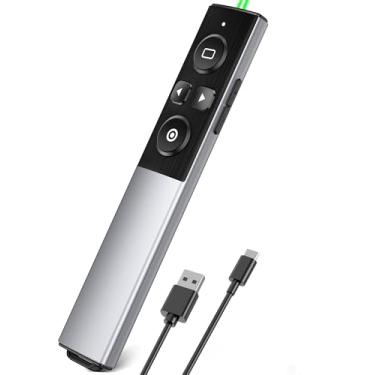 Imagem de Clicker de apresentação com luz verde, 2 em 1 USB tipo C ponteiro remoto apresentador sem fio para apresentação PowerPoint Clicker
