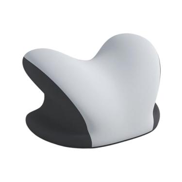 Imagem de Fenteer Almofada de pescoço de espuma viscoelástica para viagem, apoio de cabeça ergonômico portátil, capa removível para carro, avião, dormitório, quarto, Cinza Claro E Escuro