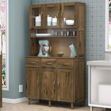 Imagem de Armário para Cozinha Splendor 6 Portas 3 Gavetas Madeira Maciça Mogano - Pnr Móveis