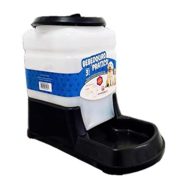Imagem de Bebedouro Automatico Cães Cachorros Gatos Pratico 3Litros (PRETO, 3L)