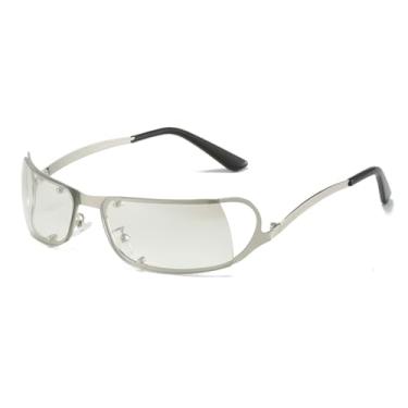 Imagem de VFDHN Óculos de sol sem aro da moda, feminino, masculino, punk, retangular, esportivo (4)