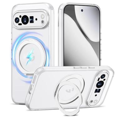 Imagem de AmoraAqua Capa compatível com Google Pixel 10 Pro XL com suporte magnético de 360° [compatível com Mag-Safe] Capa de celular translúcida à prova de choque para Google Pixel 10 Pro XL de 16,8 cm