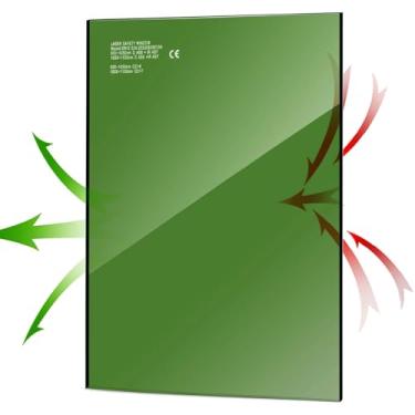 Imagem de YIBEICO 1 peça de proteção de janela de segurança a laser OD7 para filtragem de comprimento de onda de 800-1100 nm, placa de proteção de luz infravermelha de fibra óptica para máquina de gravação a