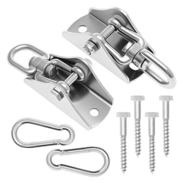 Imagem de 2 peças kit de suspensão de rede de aço inoxidável para cadeira de pendurar ferragem forte rolamento de carga gancho de balanço rotação de 360° para teto