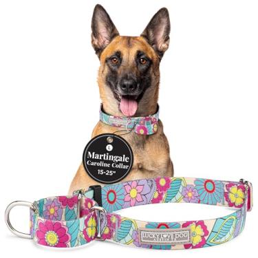 Imagem de Lucky Love Dog Coleira martingale premium antiderrapante para cães grandes, ótima para chicotes, galgos e mais (Caroline, grande)