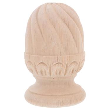 Imagem de DIYEAH Ponteira de Madeira Decorativa para, Tampa de Poste de Em Formato de Abacaxi, Balaústre de Madeira Rústica Esculpida para Decoração de Casa E Projetos "faça Você Mesmo", Ponta de