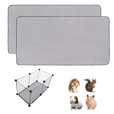 Imagem de Pacote com 2 forros para gaiola de porquinho-da-índia, 35,5 x 71 cm, laváveis, almofadas de xixi de porquinho-da-índia, antiderrapante, reutilizável, super absorvente, tapete de treino de lã para