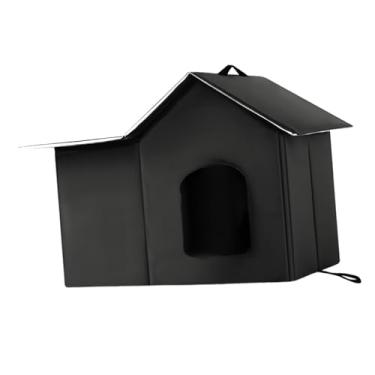 Imagem de Ｂｅｓｇａ Casa para gatos ao ar livre Abrigo para gatos para áreas externas Lavável Confortável Fácil de montar Caverna para animais de estimação Teto removível, Black L