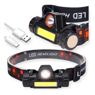 Imagem de Lanterna Cabeça Capacete Recarregavel Led T6 Forte + Led Cob