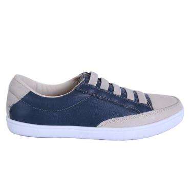 Imagem de Sapatênis Feminino Casual Rasteiro em Couro de Ajuste Elástico Leve e 