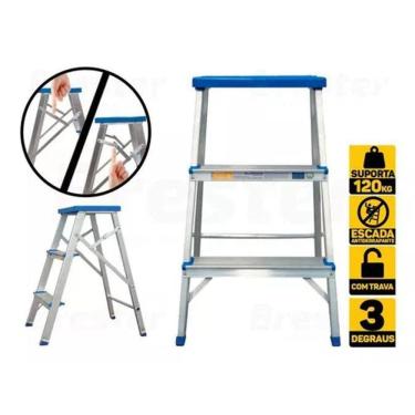 Imagem de Escada Banqueta 3 Degraus Alumínio Reforçada Alumasa
