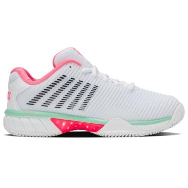 Imagem de K-Swiss Tênis feminino Hypercourt Express 2 HB - Clay Court, branco/neon pastel rosa/preto, 41